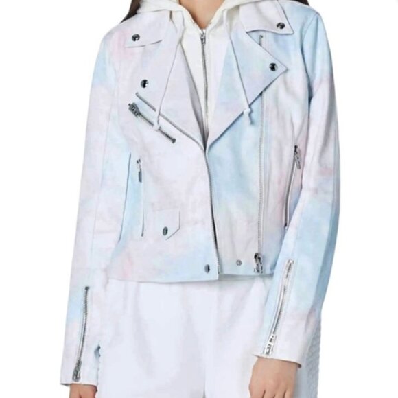 BLANK NYC Tie-Dye Faux Leather Moto with Removable Hood - Picture 2 of 16
